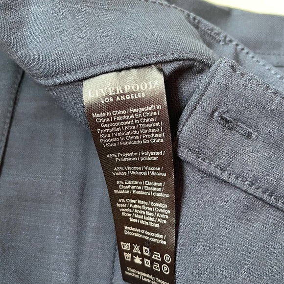 Liverpool Navy Blue Belted Tie Waist Relaxed Fit Cropped Pants 31 Women’s - Picture 12 of 13